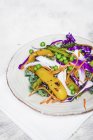 Овощной салат с красной капустой и перцем на гриле — стоковое фото