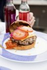 Beef Cheeseburger mit Tomaten — Stockfoto