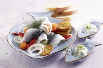 Bismarck herring with fried potatoes — Stock Photo