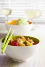 Closeup view of sweet and sour chicken breast with vegetables — Stock Photo