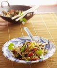 Closeup view of Gai Pad Khing chicken with ginger — Stock Photo