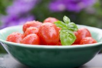 Tigela de tomates ameixa fresca — Fotografia de Stock