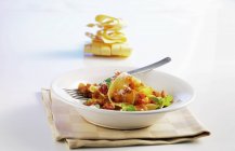 Pappardelle pasta with fish bolognese — Stock Photo