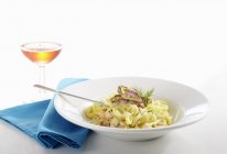 Tagliatelle with fish and seafood — Stock Photo