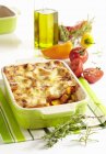 Vegetable lasagne with tomatoes and peppers — Stock Photo