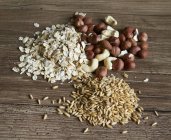 Nuts with grains and oats — Stock Photo