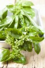 Fresh green basil with flowers — Stock Photo
