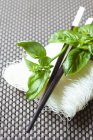 Rice noodles with basil — Stock Photo