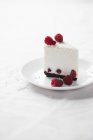 Coconut cheesecake with raspberries — Stock Photo