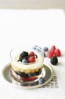 Layered dessert with berries — Stock Photo