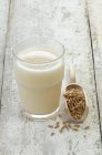 Glass of spelt milk — Stock Photo