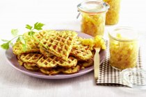 Parsley root waffles with quince chutney — Stock Photo