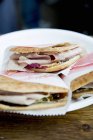 Ham on unleavened bread — Stock Photo