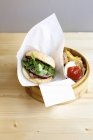 Tuna fish burger with shiso — Stock Photo