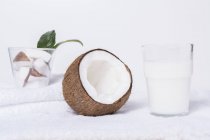 Latte di cocco in vetro — Foto stock
