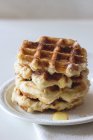 Belgian waffles with syrup — Stock Photo