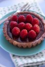 Chocolate and raspberry tartlet — Stock Photo