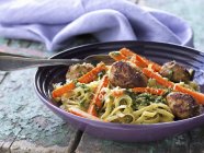 Veal meatballs with linguine pasta — Stock Photo