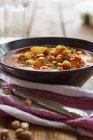 Vegan chickpeas soup with peppers — Stock Photo