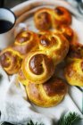Classical Swedish saffron buns — Stock Photo