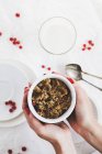 Wholemeal crumble with redcurrants — Stock Photo