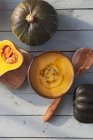 Pumpkin soup with seeds — Stock Photo