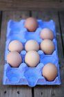Box of brown eggs — Stock Photo
