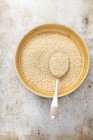 Semi di quinoa bianca in ciotola — Foto stock