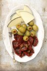 Spanish Cheese with olives — Stock Photo
