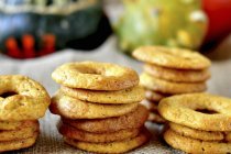 Pumpkin biscuits stacked — Stock Photo