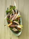 Linsen und Schellfischsalat — Stockfoto