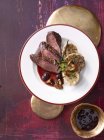Fillet of venison with sauce — Stock Photo