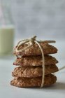 Oat cookies tied with rope — Stock Photo