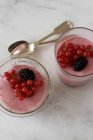 Mousse with summer berries — Stock Photo
