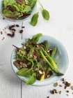 Asparagus salad with nuts — Stock Photo