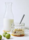 Muesli with almond milk — Stock Photo