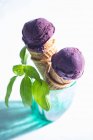 Acai ice cream in cones — Stock Photo