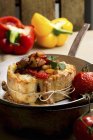 Gratinated baguette with medley — Stock Photo