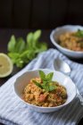 Couscous with mint served in small bowls — Stock Photo