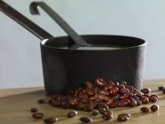Borlotti beans and saucepan — Stock Photo