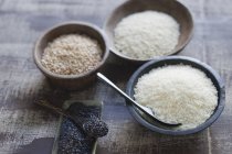Various different types of rice — Stock Photo