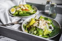 Grüner Salat mit Hühnchen — Stockfoto