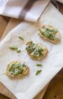 Asparagus crostini with cheese — Stock Photo