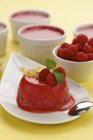 Raspberry pudding with Sago — Stock Photo