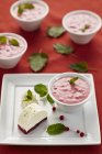 Closeup view of cream slices with cranberry cream — Stock Photo