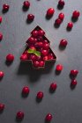 Cranberries no cortador em forma de árvore de Natal — Fotografia de Stock