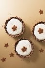 Coconut tartlets with cocoa stars — Stock Photo