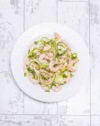 Prawns with courgettes strips — Stock Photo