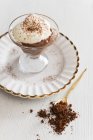 Chocolate mousse with cream — Stock Photo