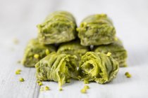 Closeup view of pistachio baklava pieces — Stock Photo